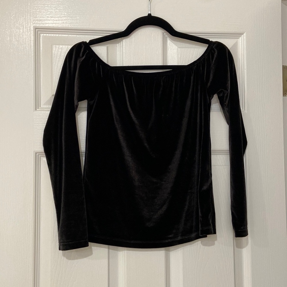 Black velvet off the shoulder top